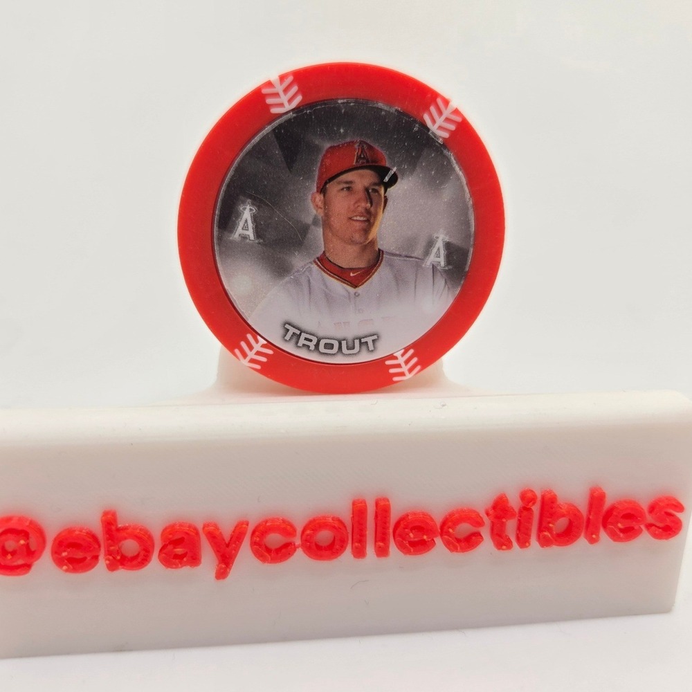 Mike Trout 2014 Topps Angels Baseball Chipz Red Border Glow In The Dark Chip
